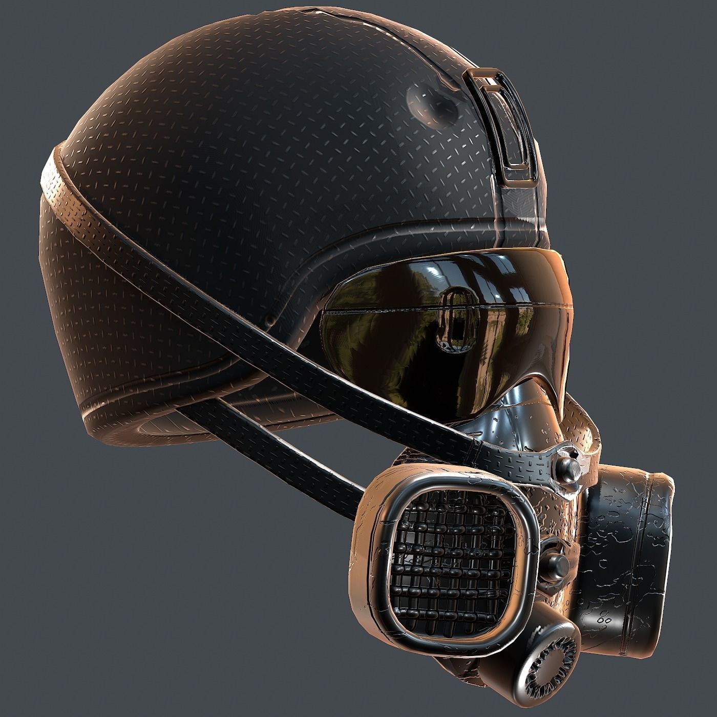 Gas mask helmet 3d model scifi Low-poly Low-poly 3D model_4