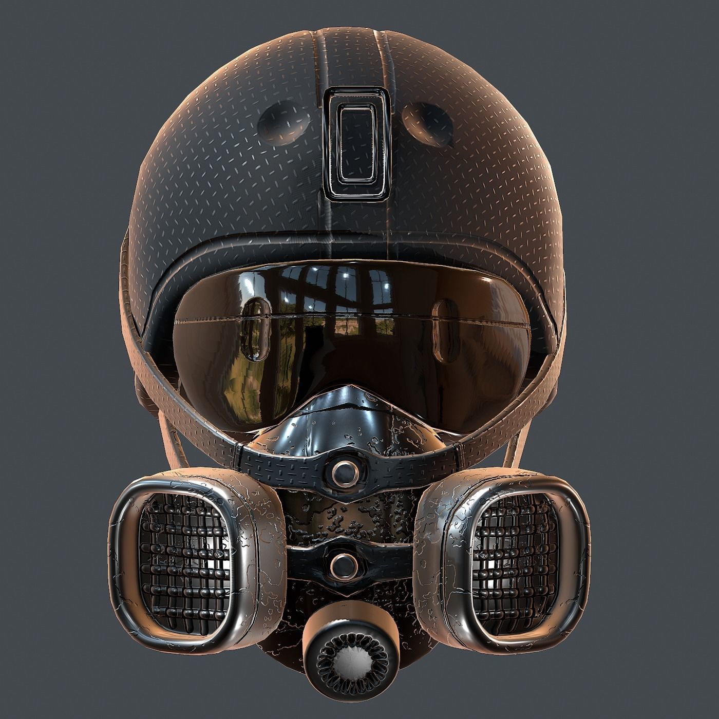 Gas mask helmet 3d model scifi Low-poly Low-poly 3D model_3