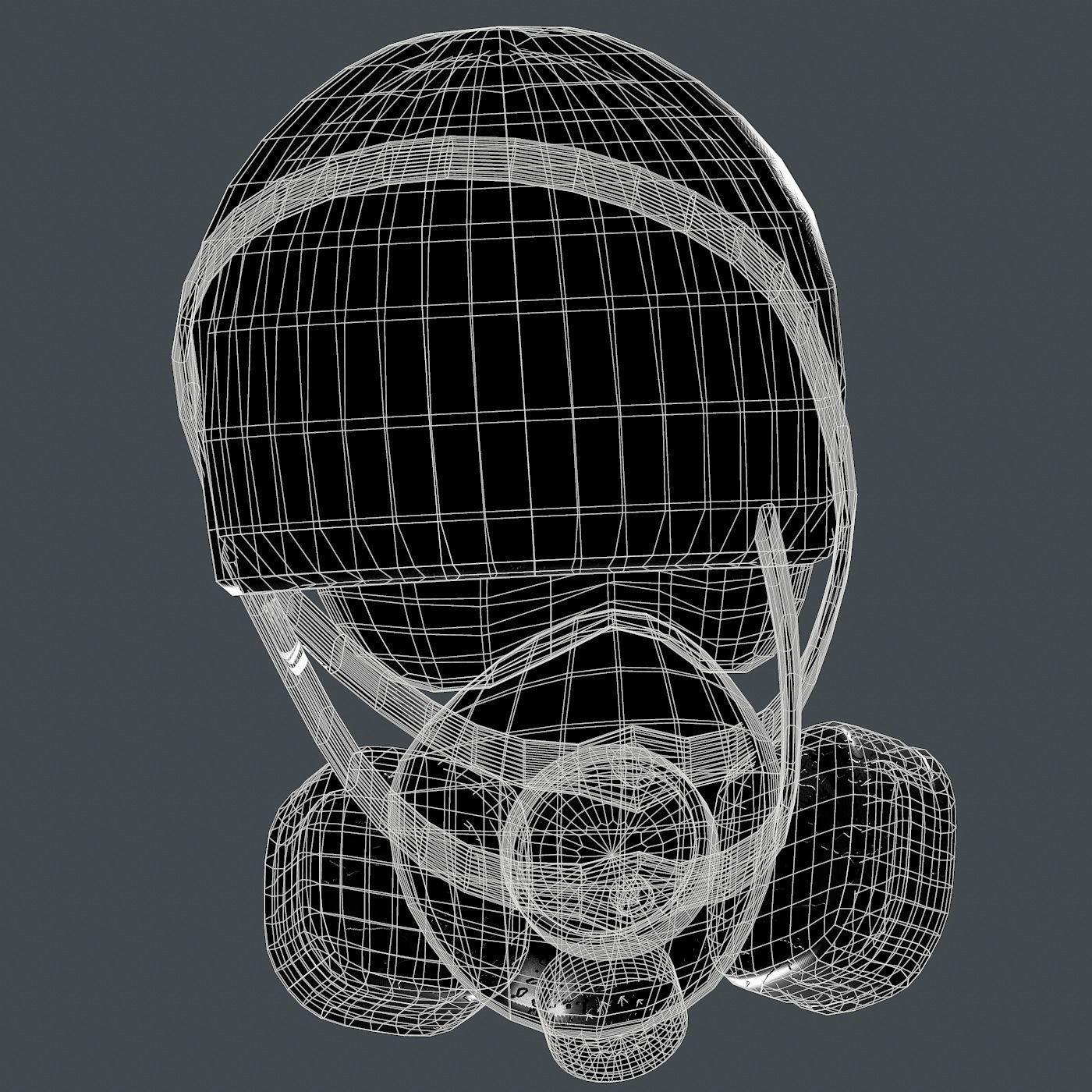 Gas mask helmet 3d model scifi Low-poly Low-poly 3D model_11