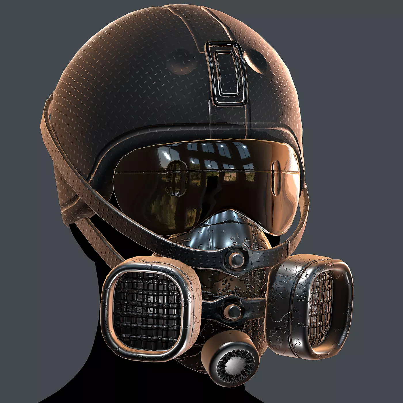 Gas mask helmet 3d model scifi Low-poly Low-poly 3D model_0