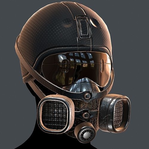 Gas mask helmet 3d model scifi Low-poly  Low-poly 3D model