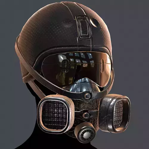 Gas mask helmet 3d model scifi Low-poly  Low-poly 3D model