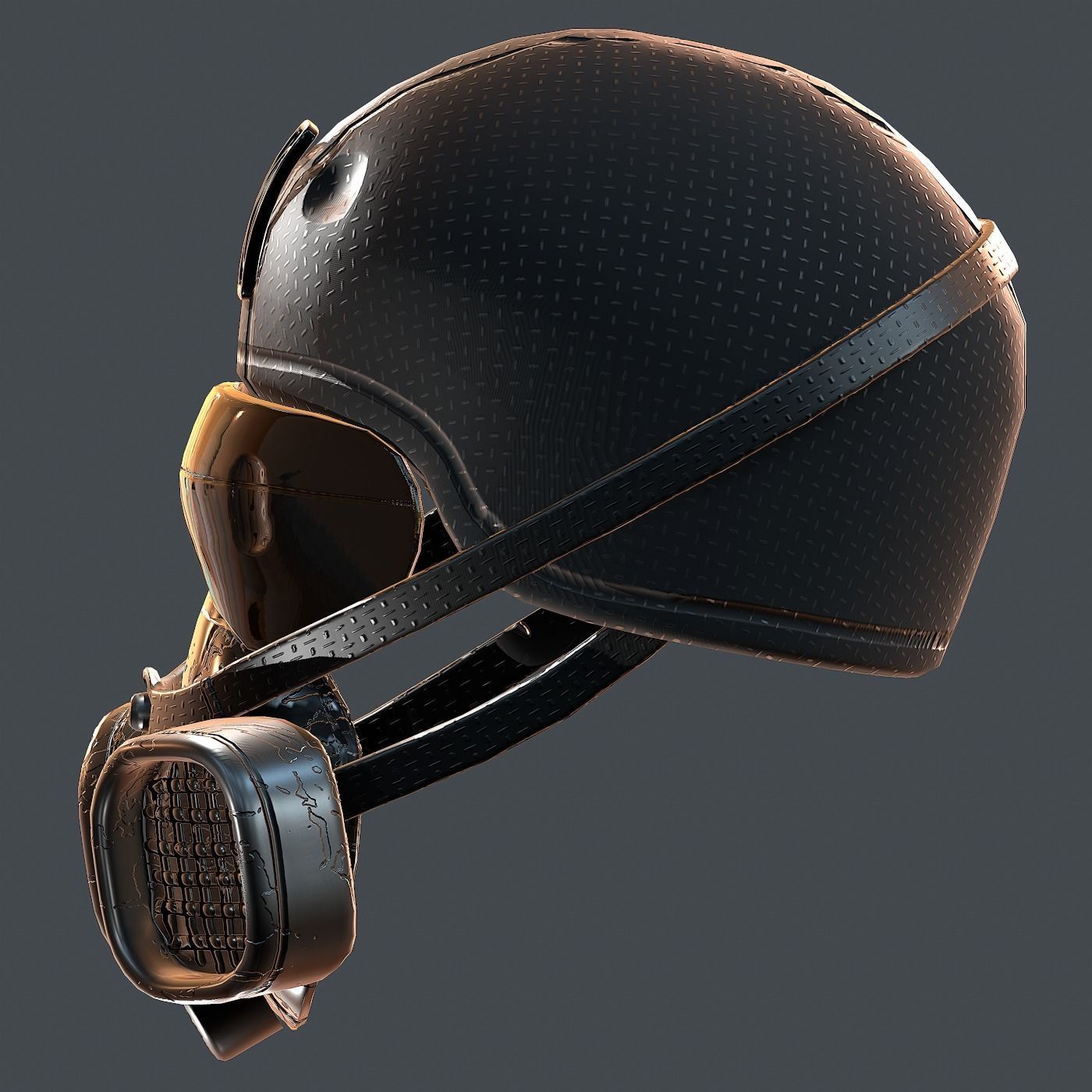 Gas mask helmet 3d model scifi Low-poly Low-poly 3D model_7