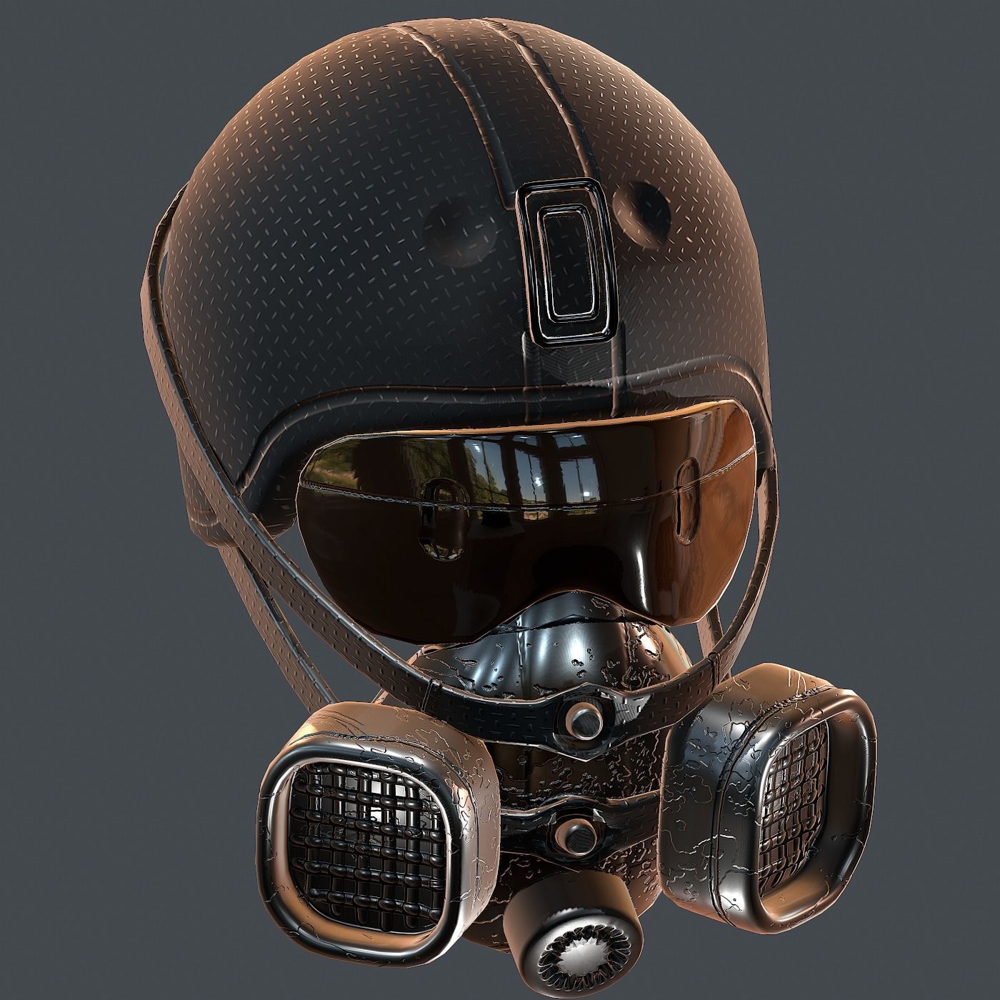 Gas mask helmet 3d model scifi Low-poly Low-poly 3D model_9