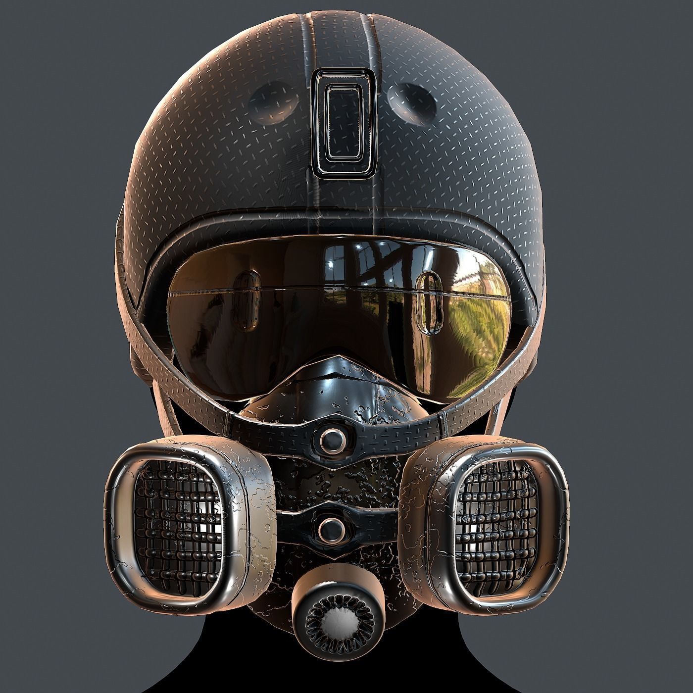 Gas mask helmet 3d model scifi Low-poly Low-poly 3D model_2