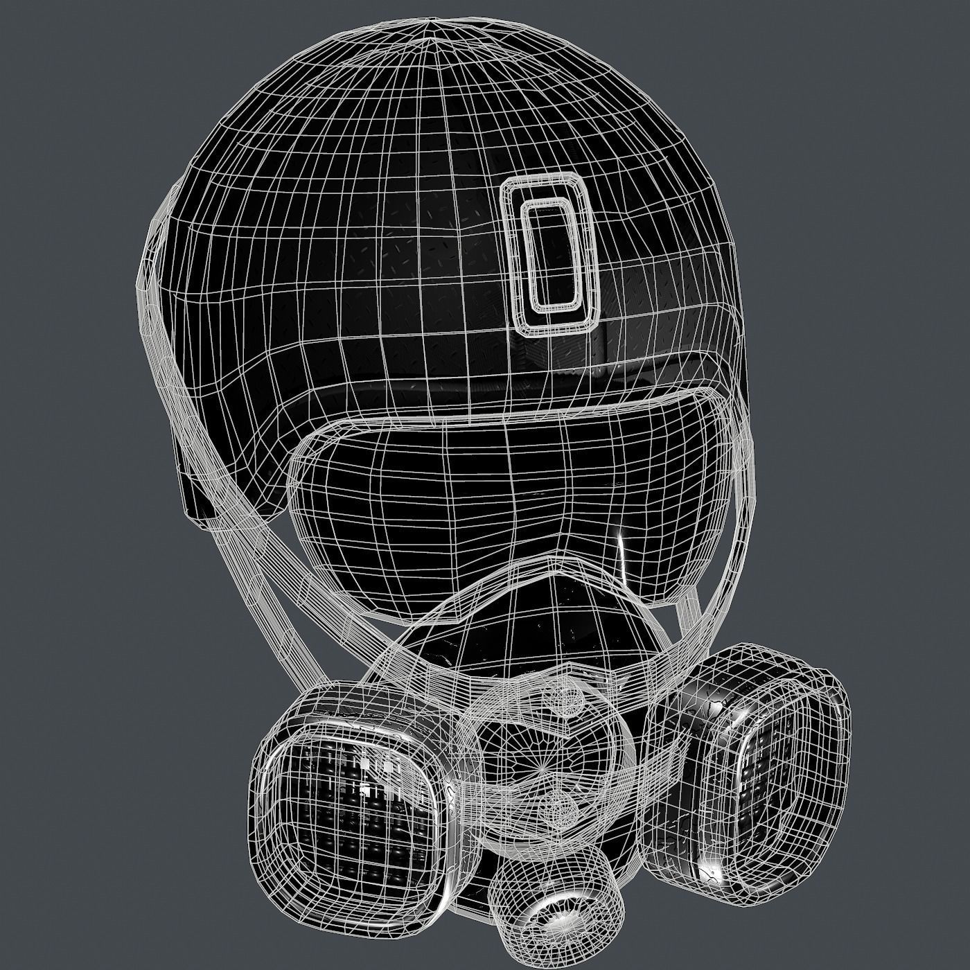 Gas mask helmet 3d model scifi Low-poly Low-poly 3D model_10