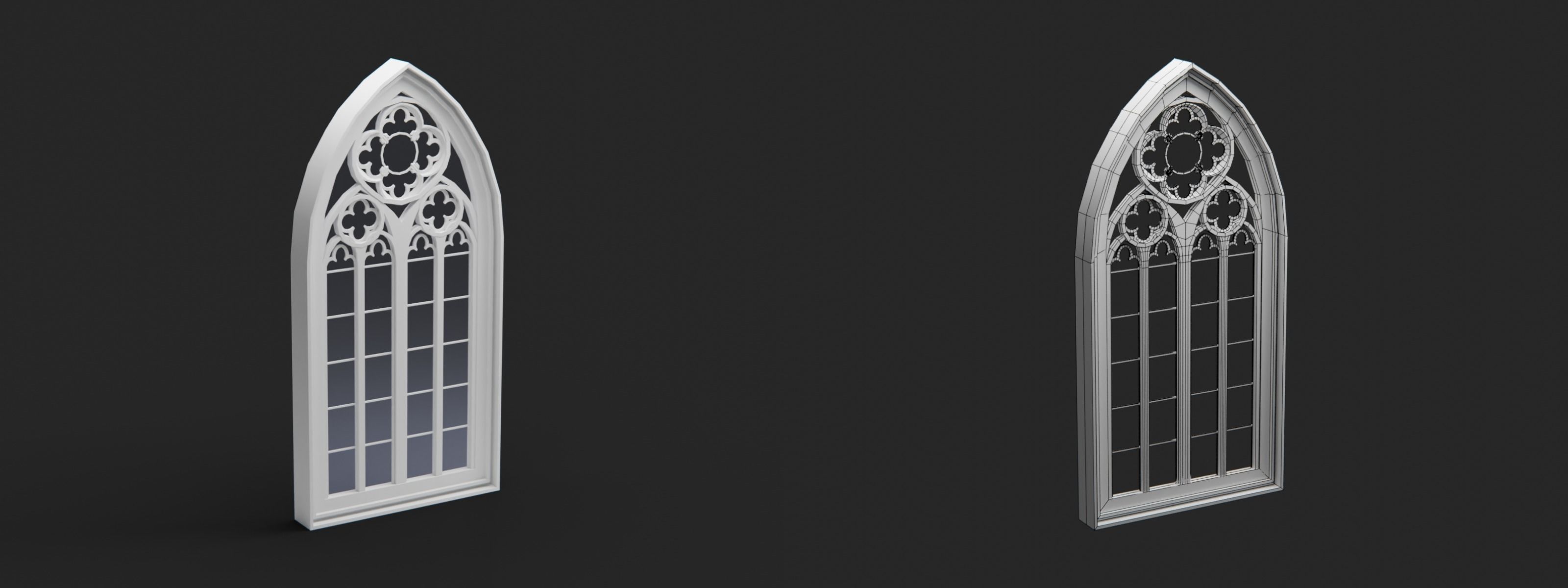 Gothic Window Low-poly 3D model_1