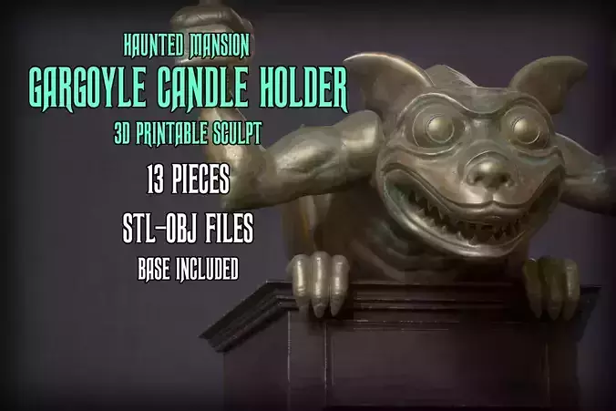 Haunted Mansion Gargoyle Candle Holder 3D printable sculpture 3D print model