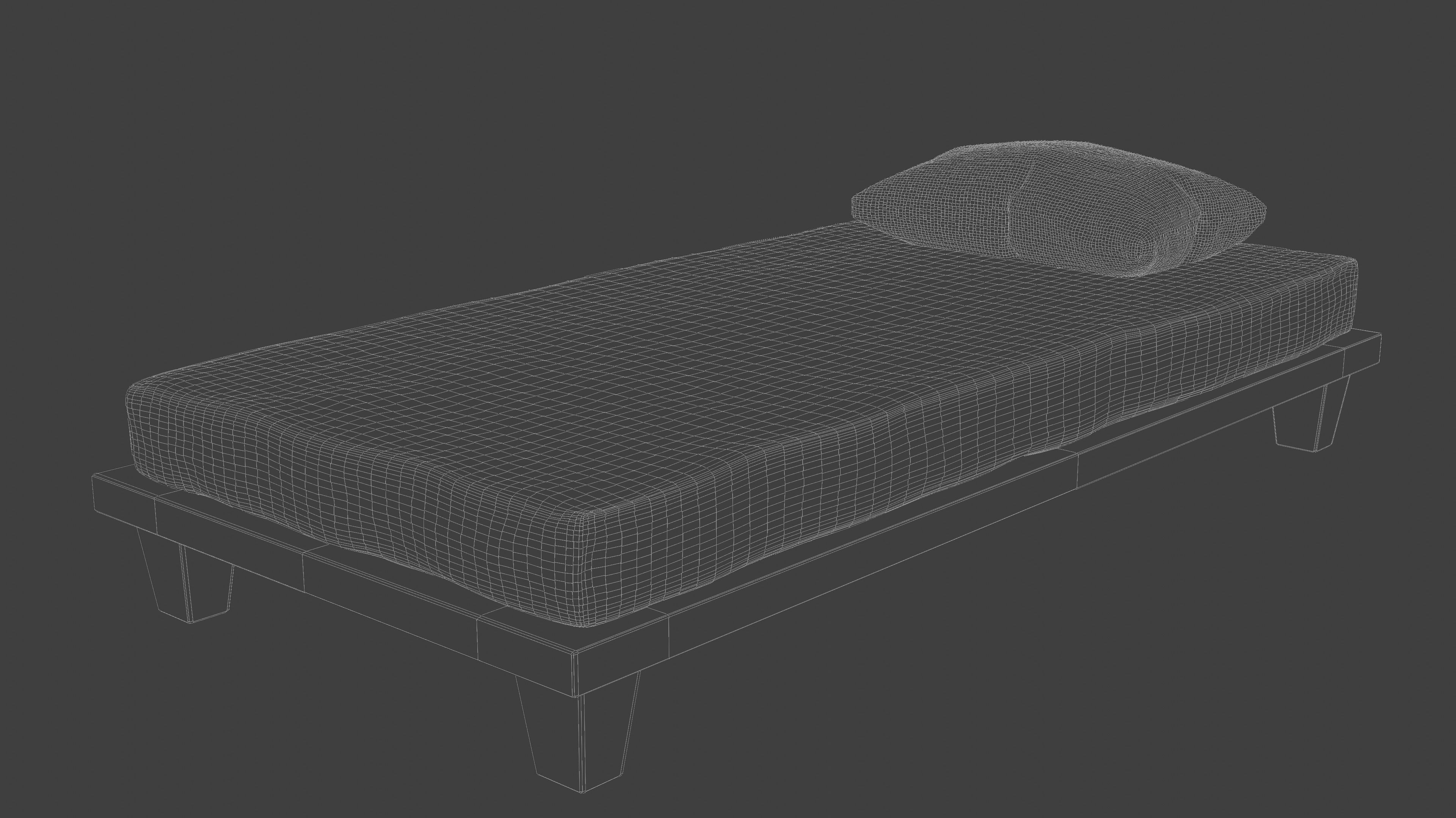 Worn Bed with separate Pillow 3D model_10