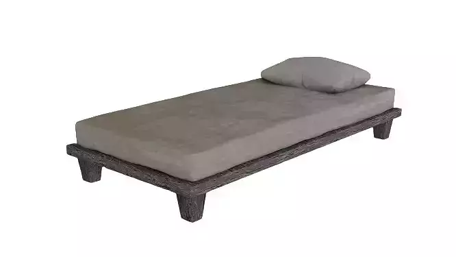 Worn Bed with separate Pillow 3D model