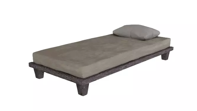 Worn Bed with separate Pillow 3D model_0