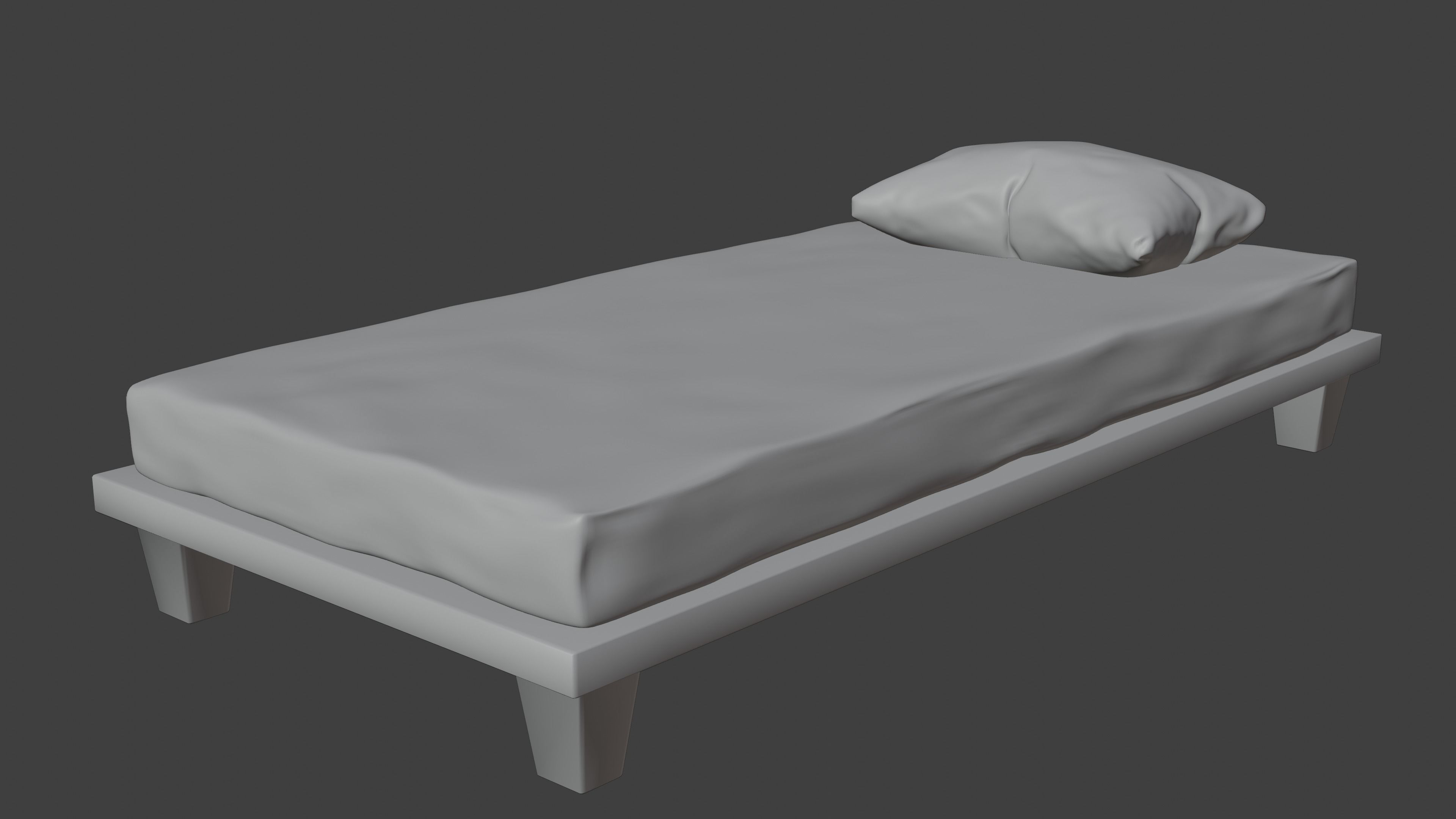 Worn Bed with separate Pillow 3D model_8