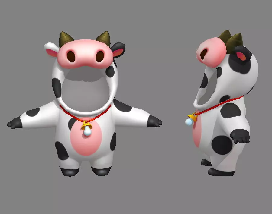 Cartoon cow costume Low-poly 3D model_0