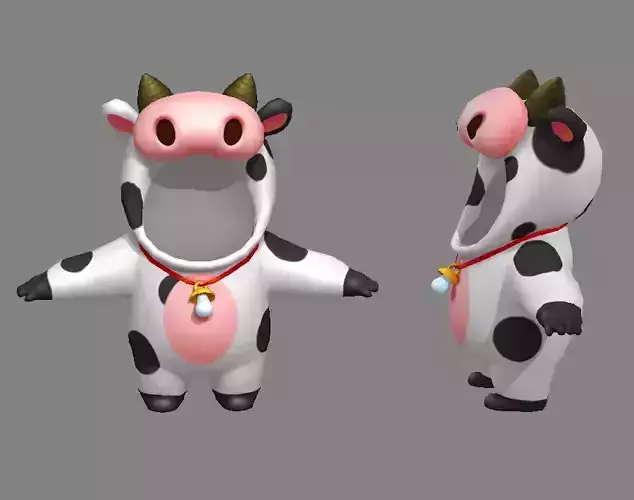 Cartoon cow costume Low-poly 3D model