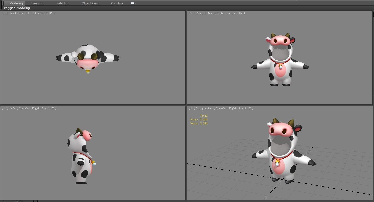 Cartoon cow costume Low-poly 3D model_4