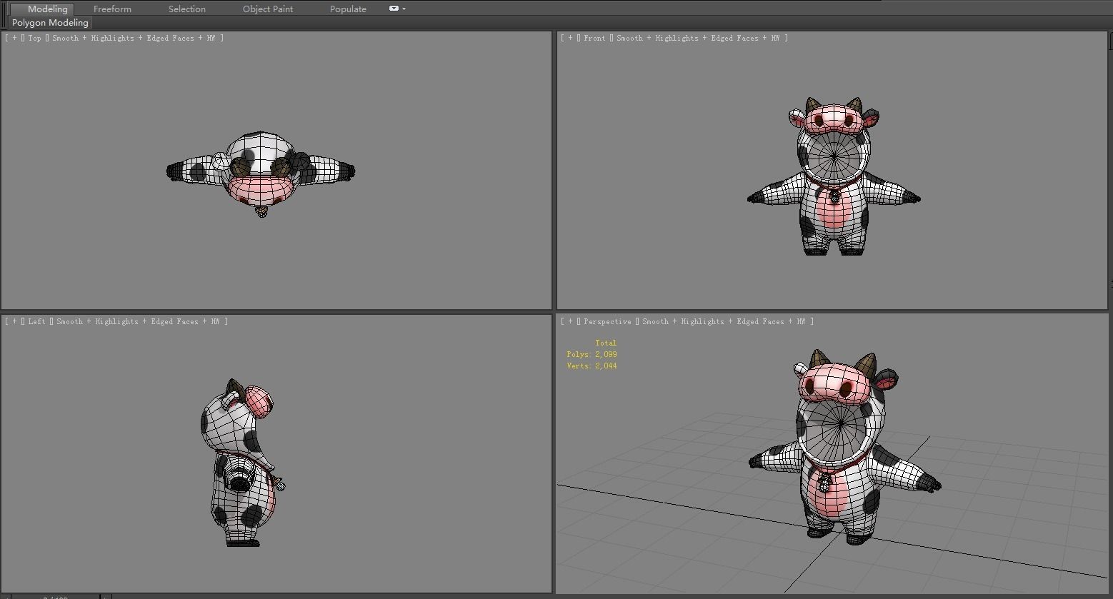 Cartoon cow costume Low-poly 3D model_5