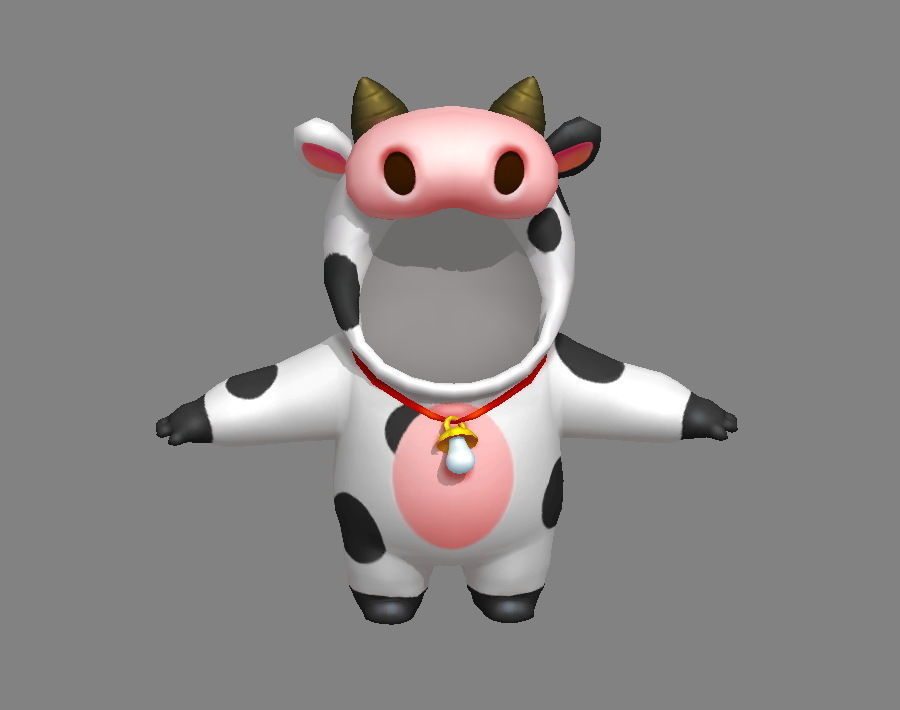 Cartoon cow costume Low-poly 3D model_1