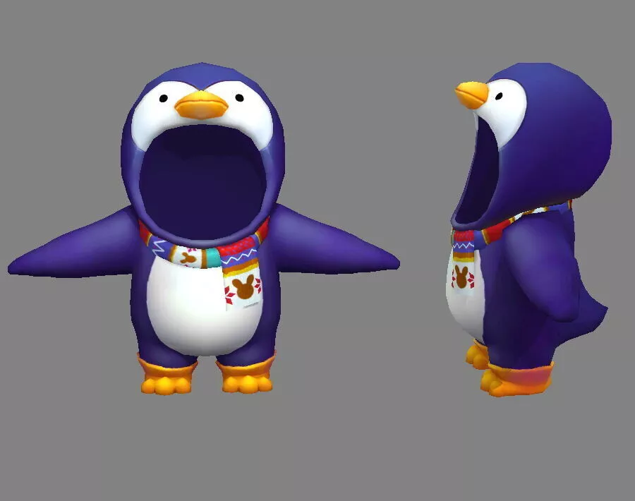 Cartoon penguin costume Low-poly 3D model