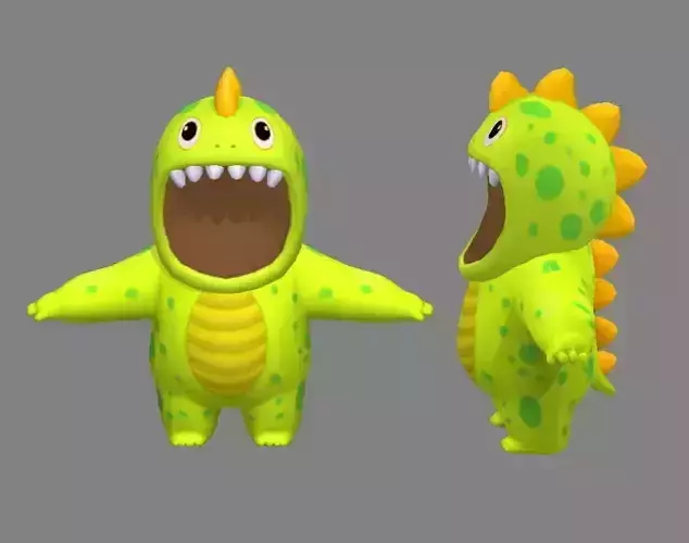 Cartoon dinosaur costume Low-poly 3D model