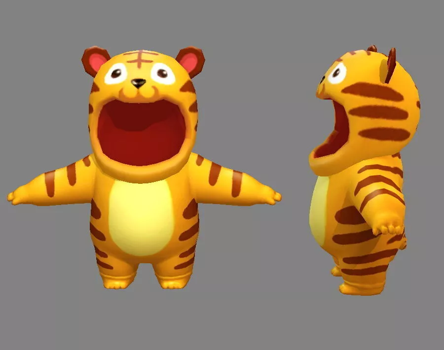 Cartoon tiger costume Low-poly 3D model