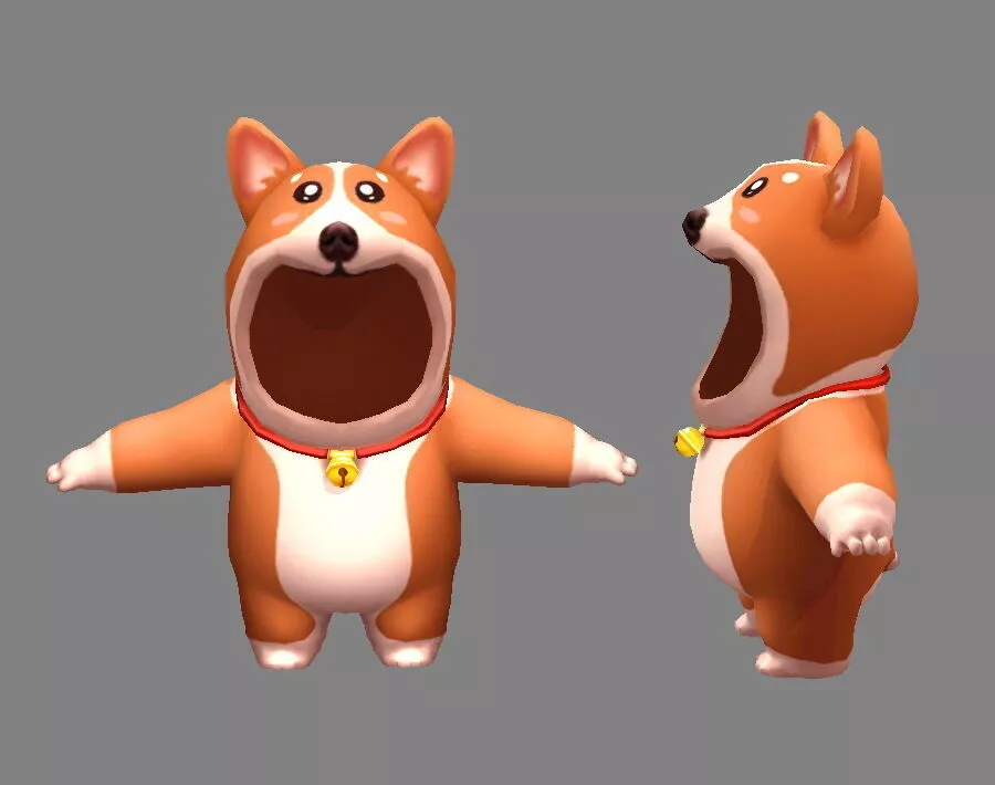 Cartoon puppy costume Low-poly 3D model