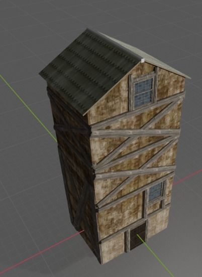 old medieval home tower  3D model_2