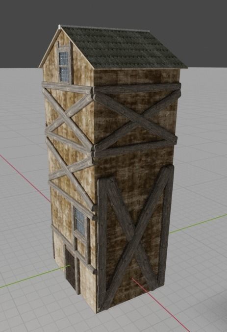 old medieval home tower  3D model_3