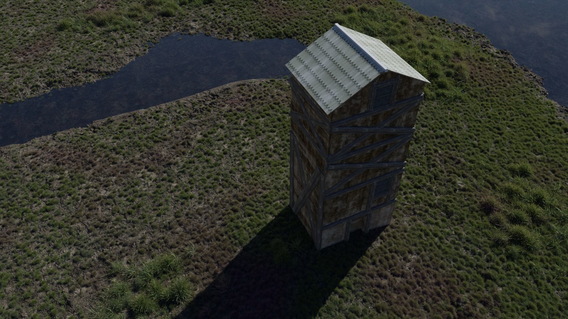 old medieval home tower  3D model_6