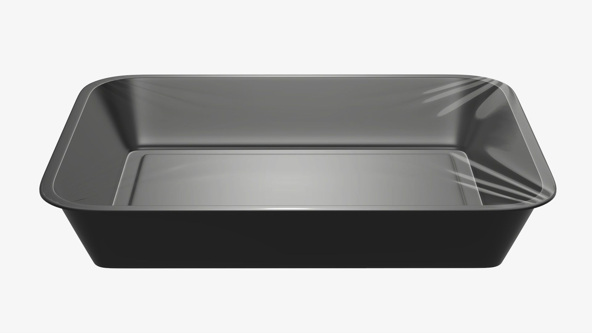 Plastic food container tray box with foil mockup 01 3D model_2