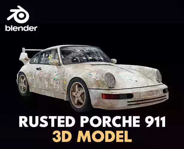 rusted porsche 911  Low-poly 3D model