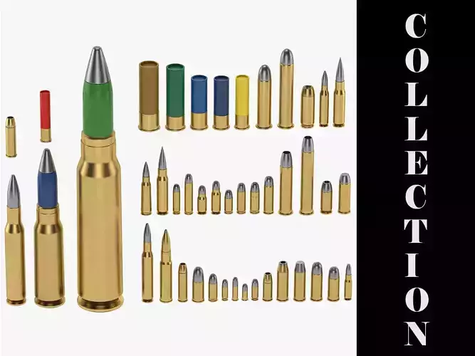 44 Bullets Collection Low-poly 3D model