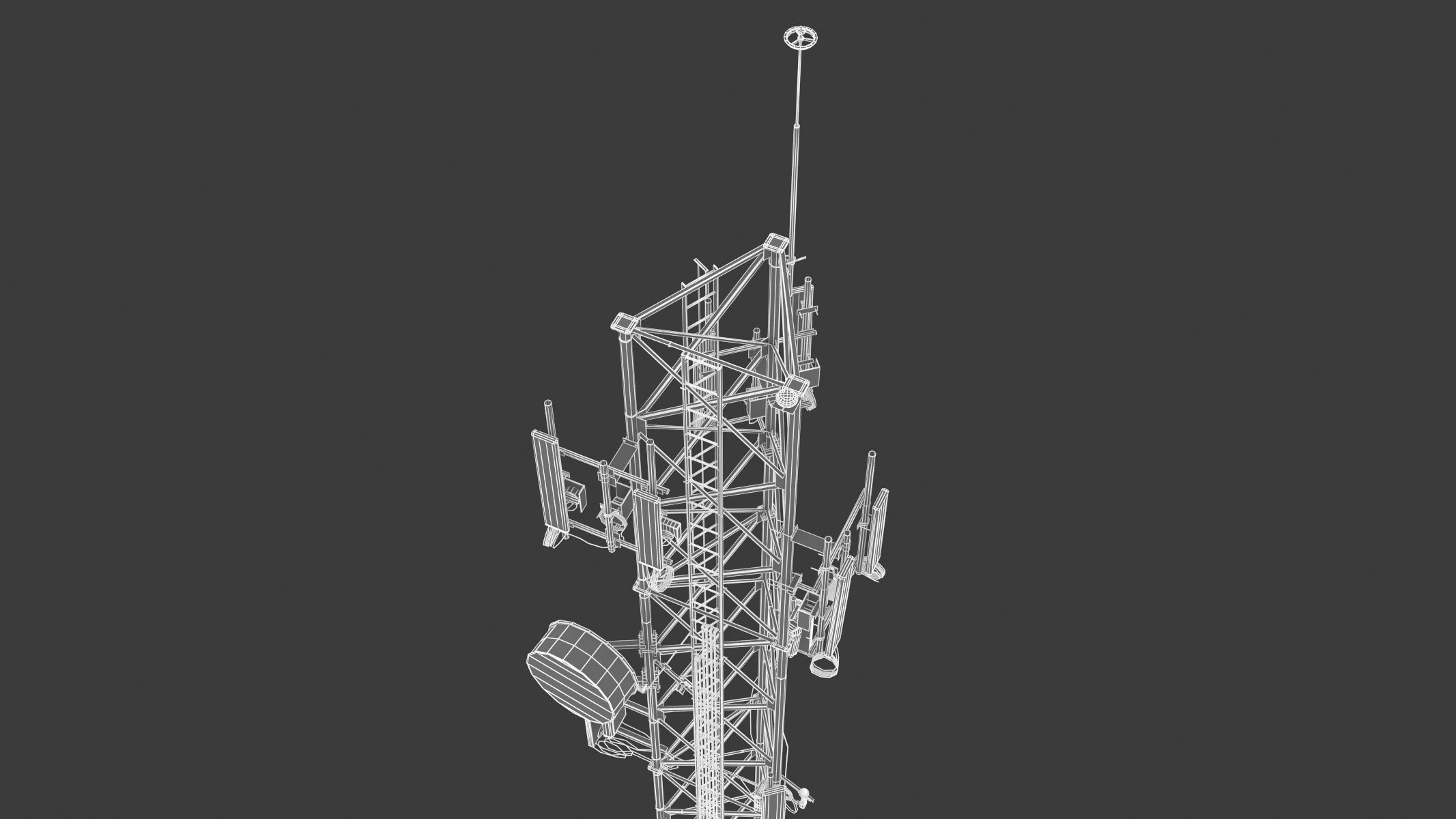 Telecommunication Tower 03  Low-poly 3D model_9