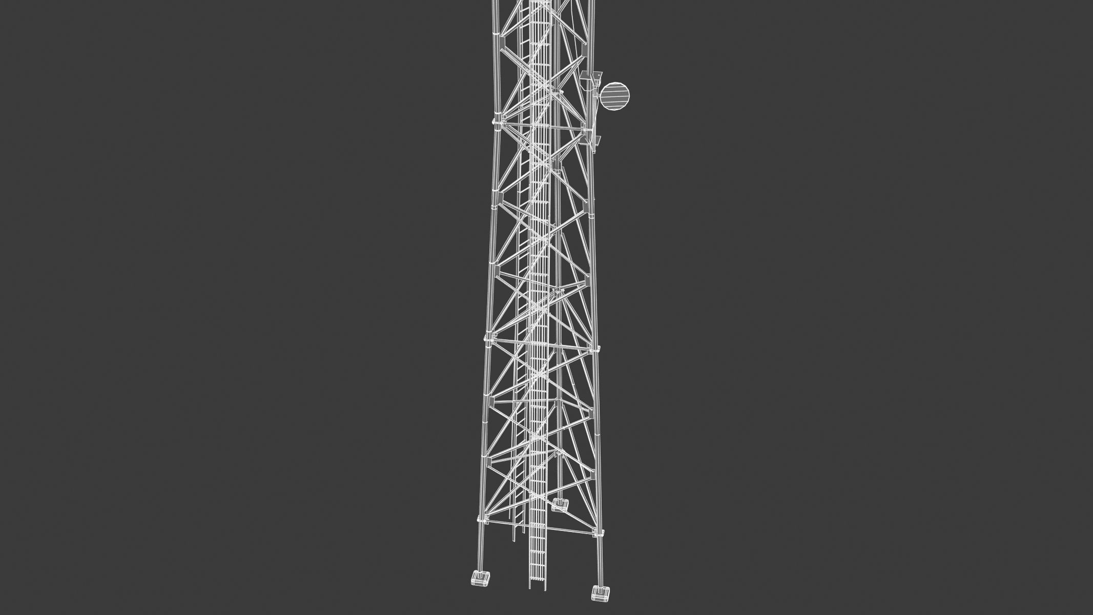Telecommunication Tower 03  Low-poly 3D model_8
