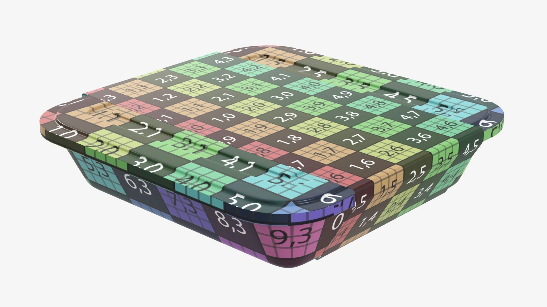 Plastic food container tray box with label mockup 01 3D model_13