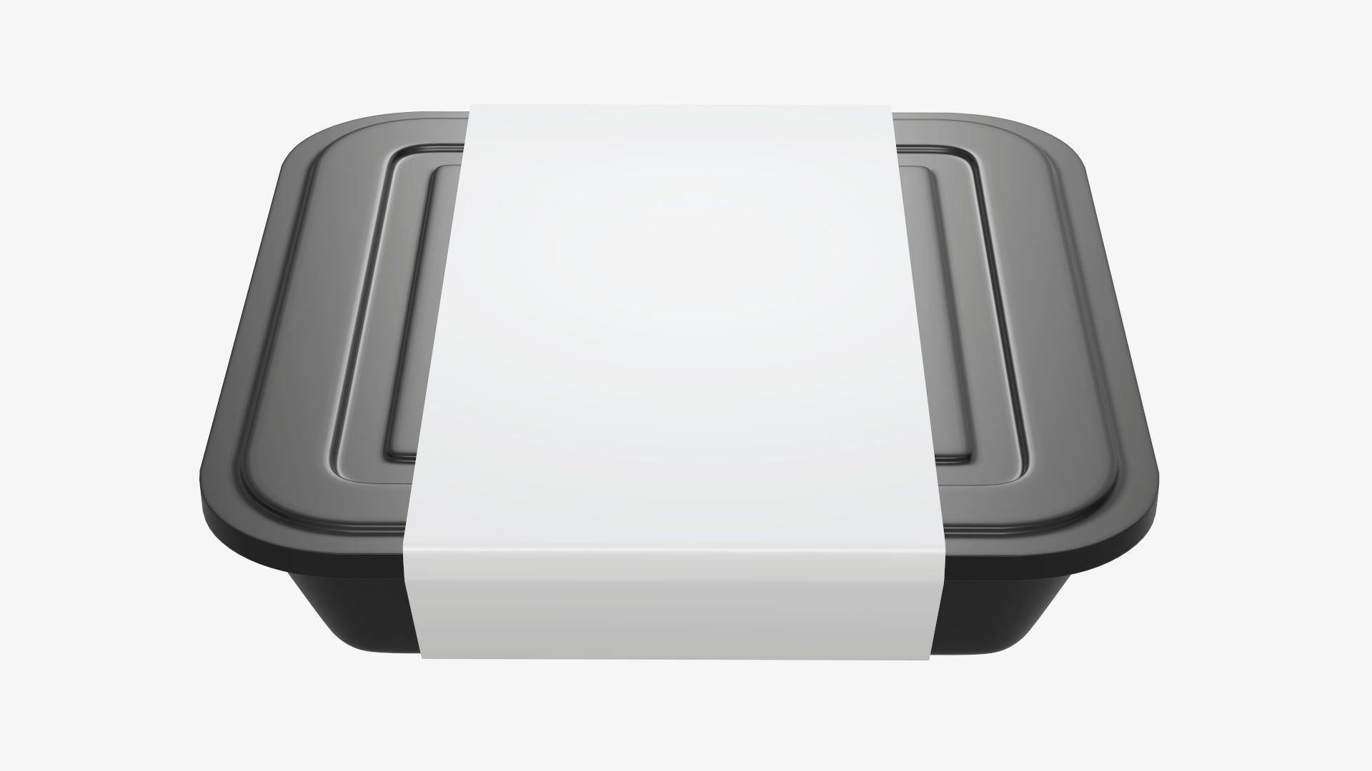 Plastic food container tray box with label mockup 01 3D model_4