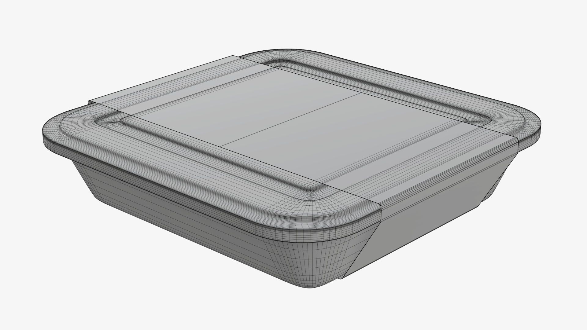 Plastic food container tray box with label mockup 01 3D model_8