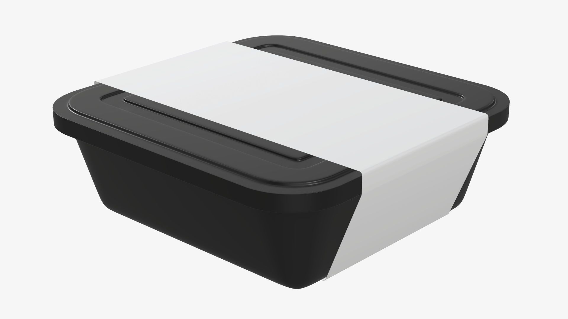 Plastic food container tray box with label mockup 02 3D model_1