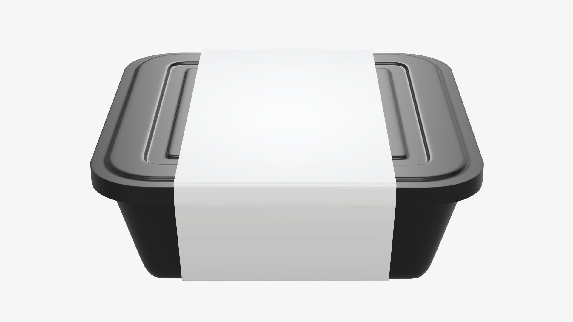 Plastic food container tray box with label mockup 02 3D model_4