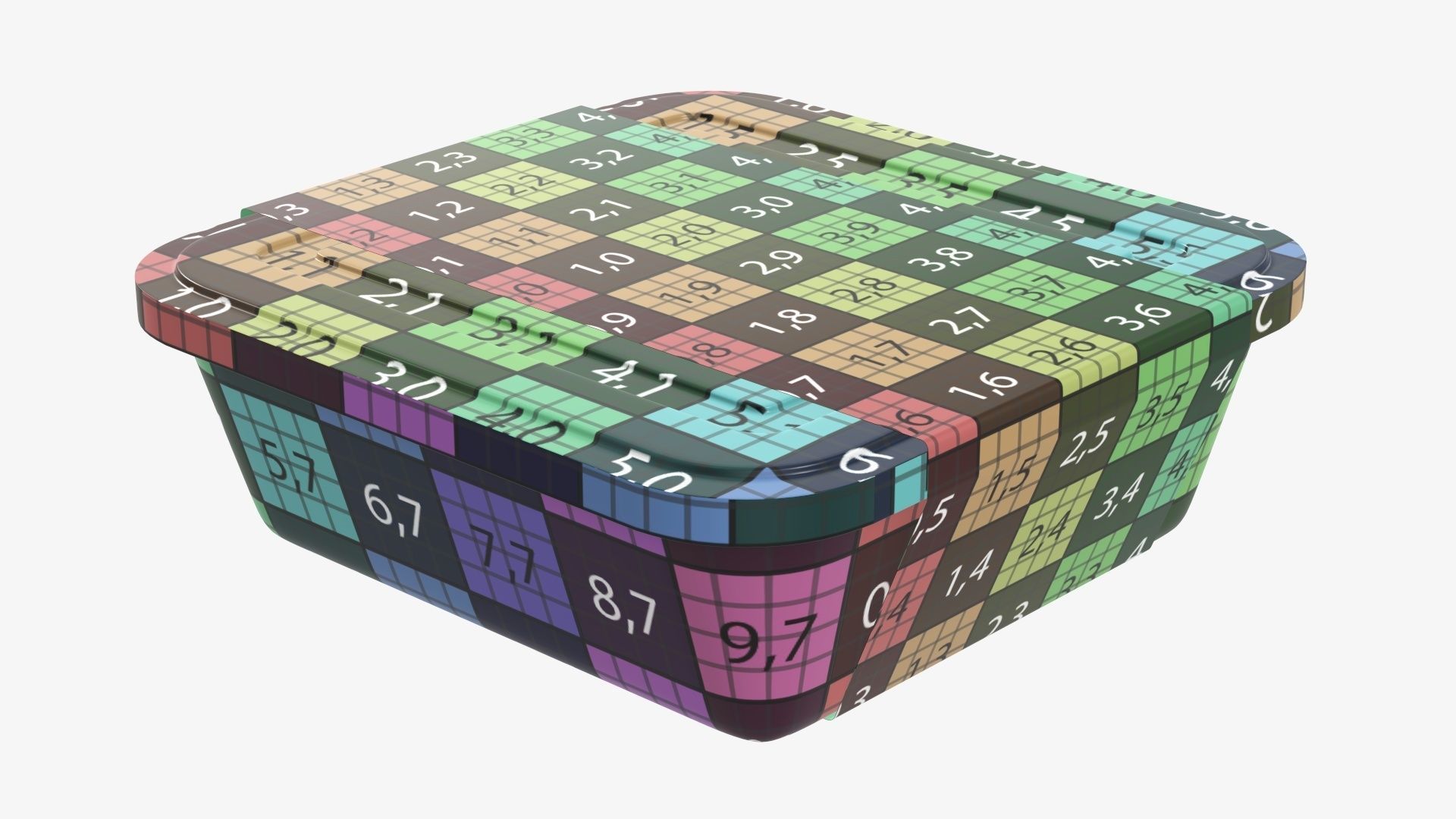 Plastic food container tray box with label mockup 02 3D model_13