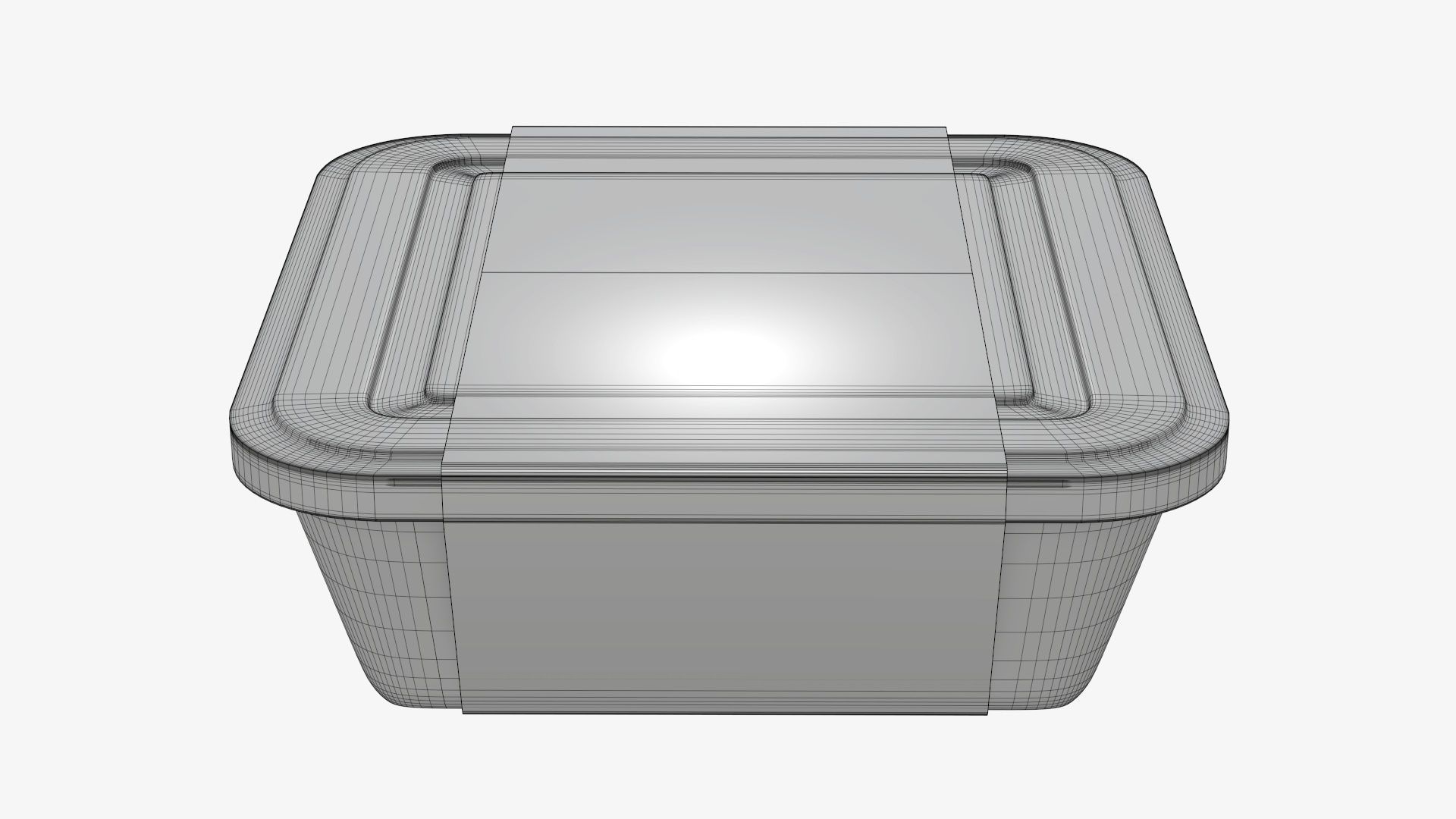 Plastic food container tray box with label mockup 02 3D model_9