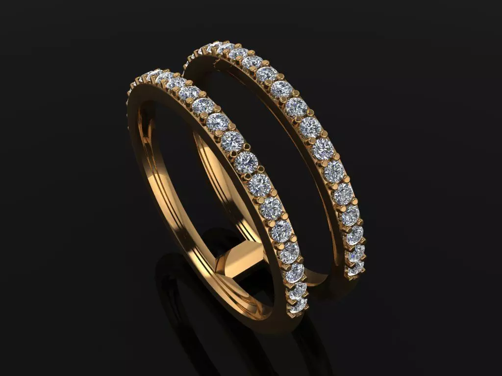 DOUBLE DIAMOND ROW BAND RING SIZE 4 3D print model_0