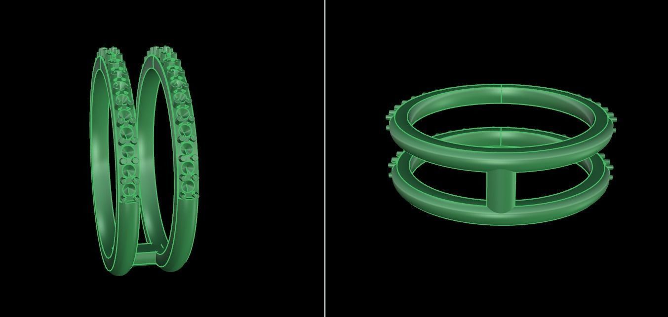 DOUBLE DIAMOND ROW BAND RING SIZE 4 3D print model_10