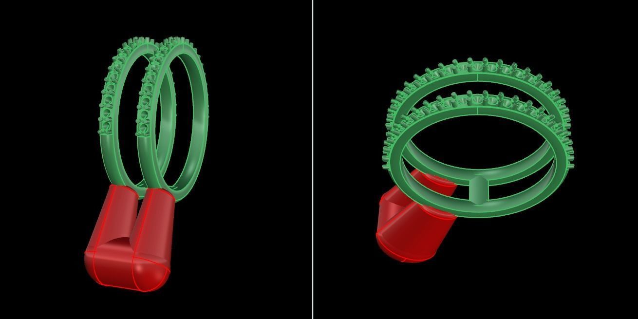 DOUBLE DIAMOND ROW BAND RING SIZE 4 3D print model_8