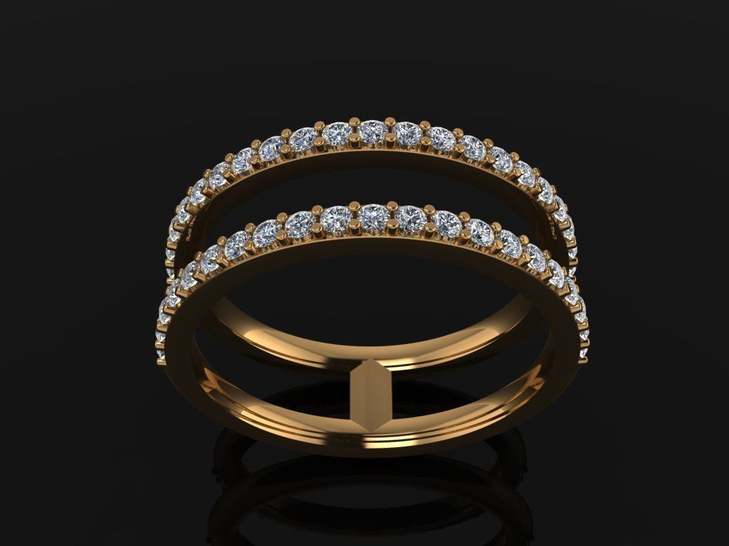 DOUBLE DIAMOND ROW BAND RING SIZE 4 3D print model_2