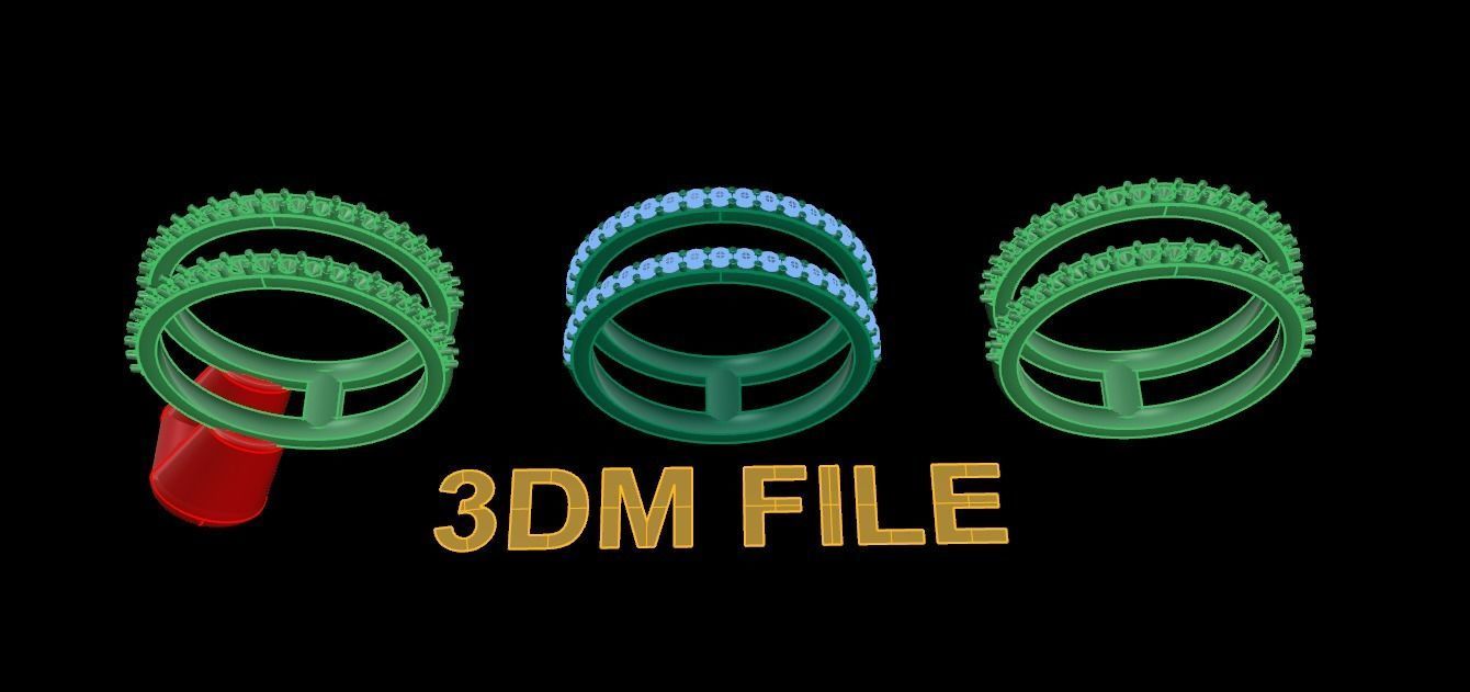 DOUBLE DIAMOND ROW BAND RING SIZE 4 3D print model_5