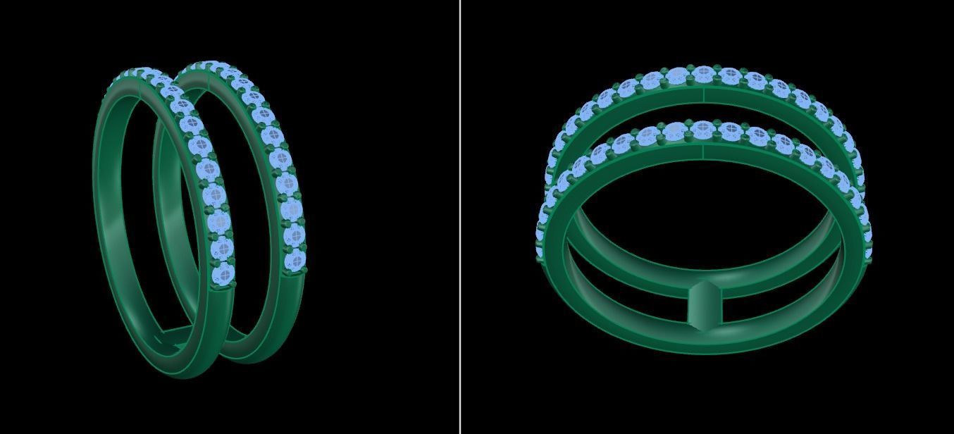 DOUBLE DIAMOND ROW BAND RING SIZE 4 3D print model_9