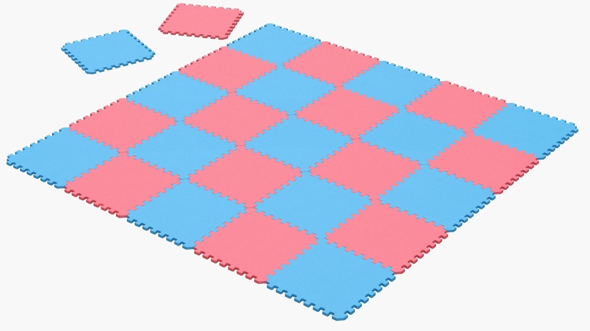 model Sport Tatami Taekwondo Mat Puzzle 3D model_3