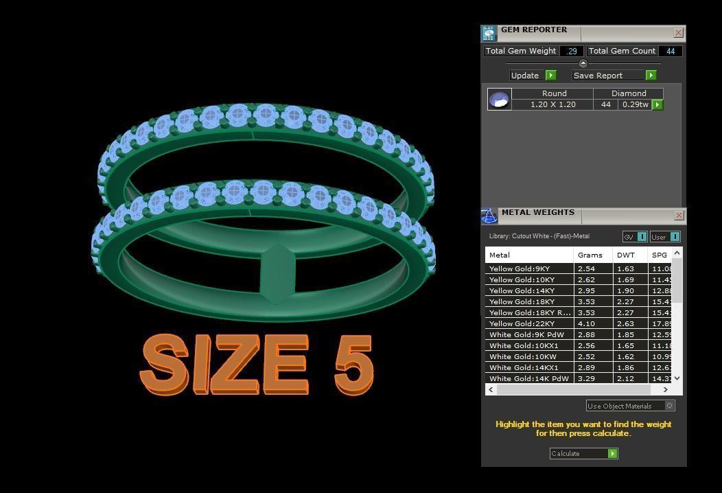 DOUBLE DIAMOND ROW BAND RING SIZE 5 3D print model_4