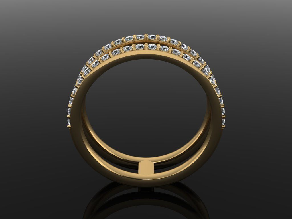 DOUBLE DIAMOND ROW BAND RING SIZE 5 3D print model_3