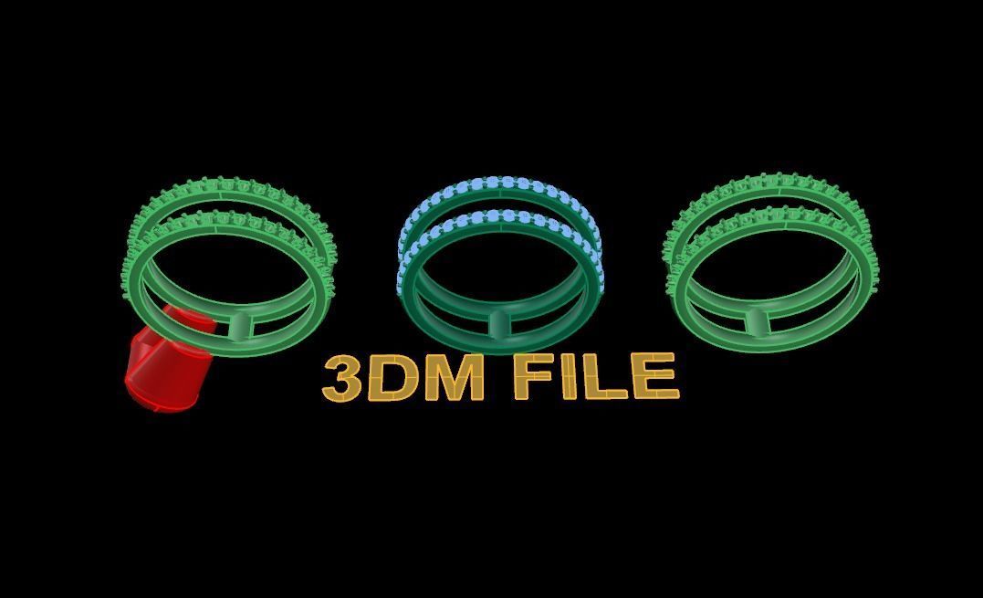 DOUBLE DIAMOND ROW BAND RING SIZE 5 3D print model_5